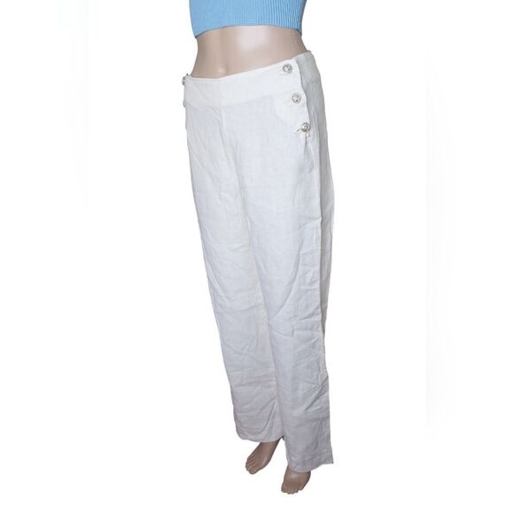 NWT L'agence Dee women's high rise linen wide leg sailor preppy casual pants 25 - Picture 3 of 8